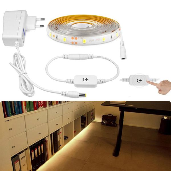 

ribbon led strip touch sensor on/off dimmable bedroom lamp 60leds/m adhesive ruben diode tape 12v waterproof decorative light strips