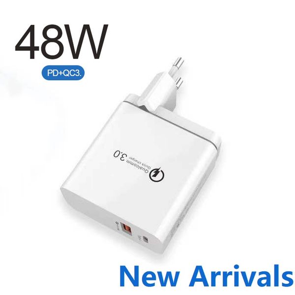 

48W Wall Charger UK/US/EU Plug 30W PD Charging+18W QC 3.0 Port Adapter