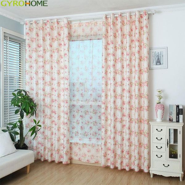 

curtain & drapes pink blue floral printed curtains for bedroom living room pastoral rural countryside french window voile