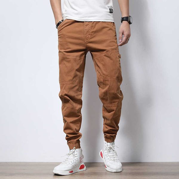 

men's jeans korean style fashion men elastic slim fit spliced designer casual cotton cargo pants streetwear hip hop joggers trouse, Blue