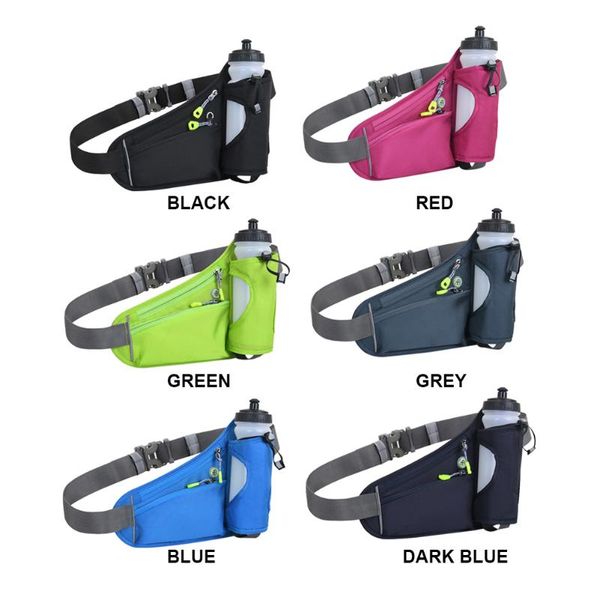 

running waist bags water bottle outdoor fitness cycling phone pouch (black)