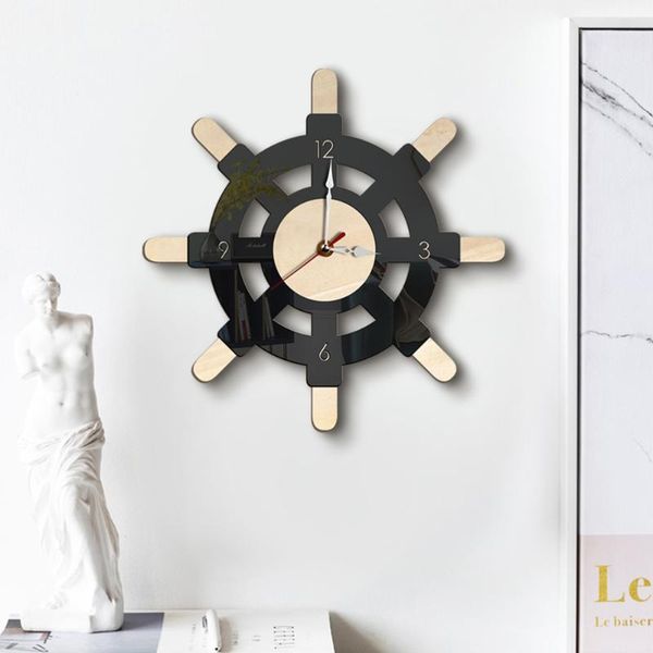 

vintage rudder shape wall clock living room art hanging (without battery) clocks