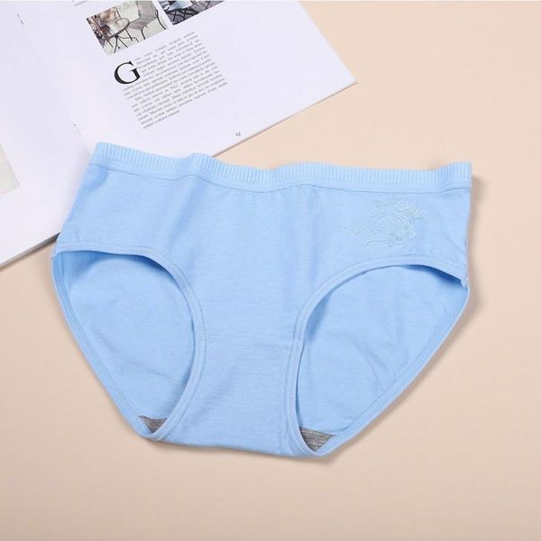 

women's panties women cotton lingerie female elasticity underwear middle-waist printed solid color underpant, Black;pink