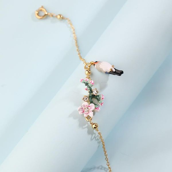 

bangle european and american fashion personality simple wild hand-painted enamel flower bird animal bracelet female hand ornament, Black