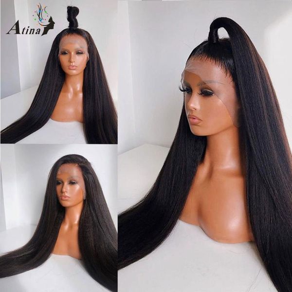 

lace wigs 360 hd straight frontal wig with baby hair for black women pre plucked kinky front human brazilian, Black;brown