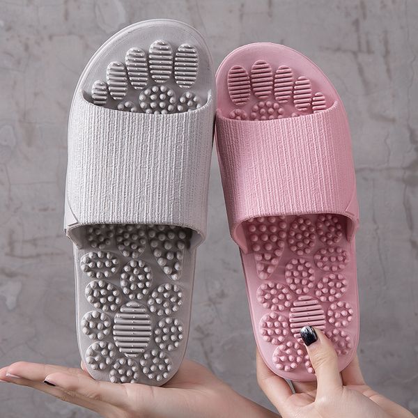 

foot massage sandals slippers summer shoes couple home indoor bathroom slippers non-slip soft bottom slides shoes women men, Black