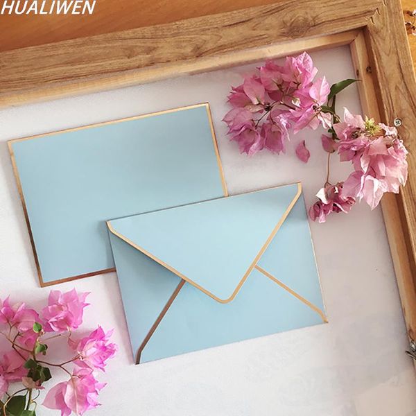 

10pcs/lot wedding business invitation light blue pearlescent paper stamping atmospheric high-end envelope 14*19cm gift wrap
