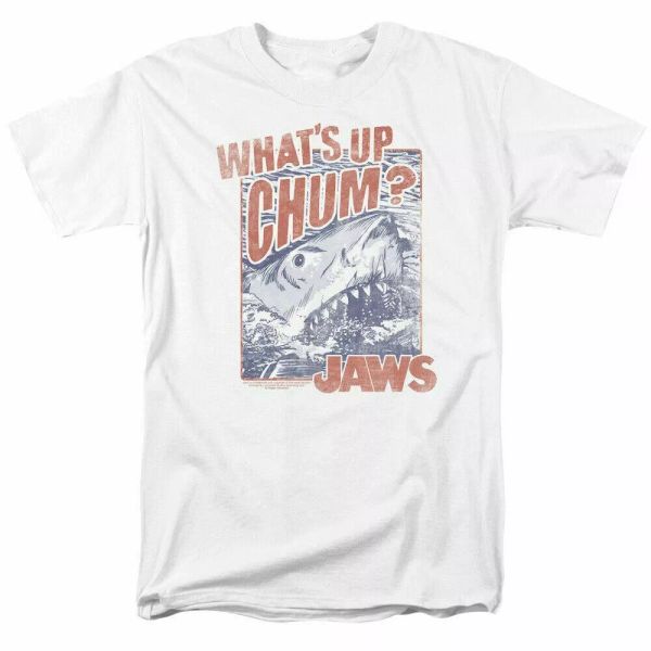 

jaws chum t shirt licensed shark movie retro tee classic new white, White;black
