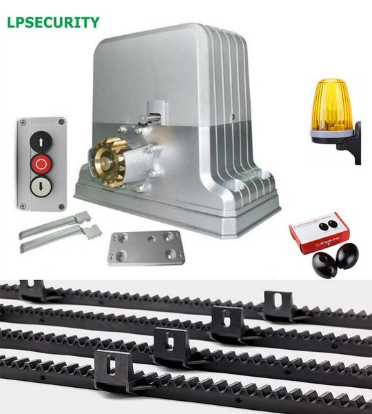 

1800kg 4 keyfobs commercial use sliding gate opener motor with 4m/5m/6m/7m nylon rack 1 beam sensor lamp button fingerprint access control
