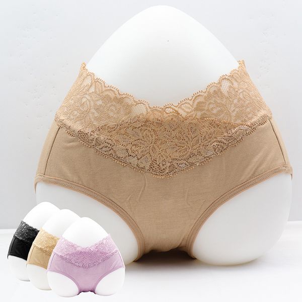 

modal women's middle waist triangle underwear pure cotton antibacterial lace health care buttocks in summer flat, Black;pink