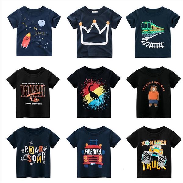 

cotton boys t shirt kids shirts baby casual short sleeve print for boy summer children toddler tee, Blue