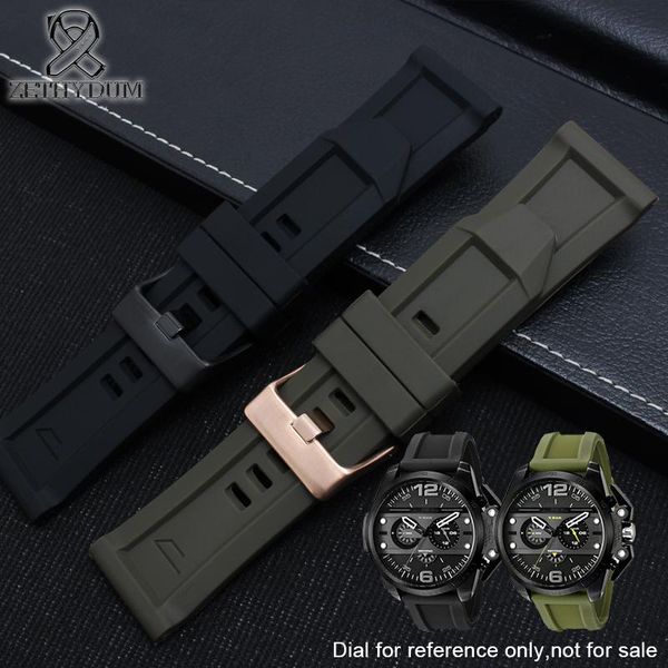 

watch bands rubber silicone watchband 24mm 26mm strap black/red/orange/dark green color band waterproof for, Black;brown