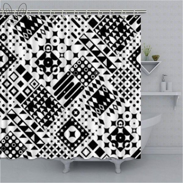 

shower curtains circle square and triangle curtain black white geometric waterproof bathroom polyester fabric for home decor