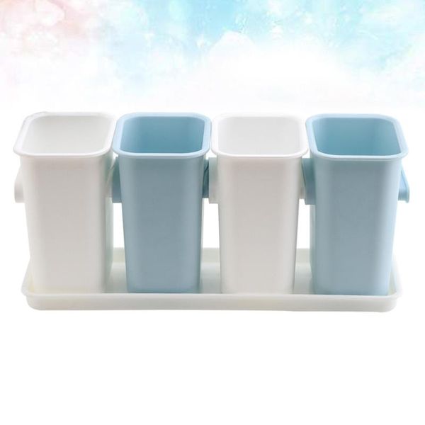 

chopsticks kitchen holder storage container draining rack (white light blue)