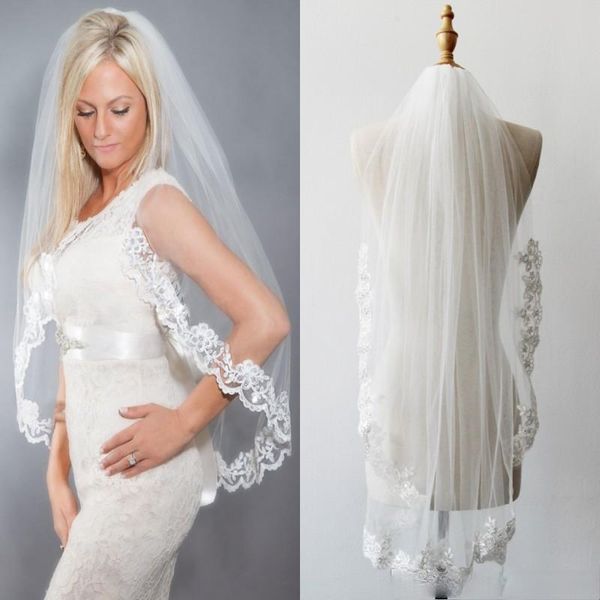 

bridal veils est white/ivory elbow short appliques accessories in stock, Black