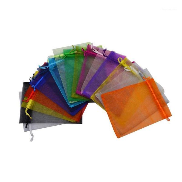 

gift wrap 100pcs 7x9 9x12 11x16 13x18cm organza jewelry packaging bags wedding party decoration favors drawable candy1