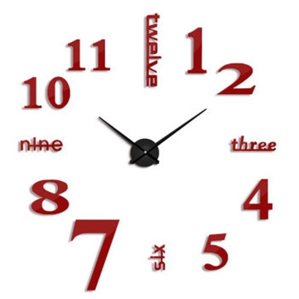 

wall clocks modern 3d clock mirror sticker large number diy art decals home living room