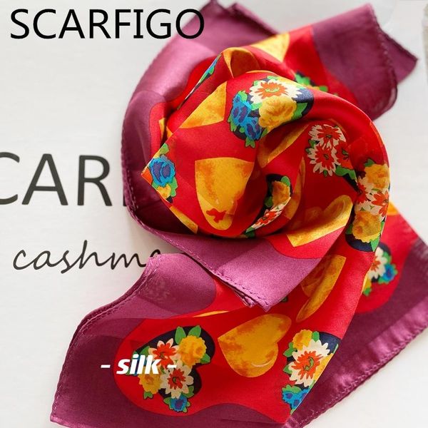 

scarves scarfigo 50x50cm women 100% silk scarf elegant heart printed casual small square wraps shawl, Blue;gray