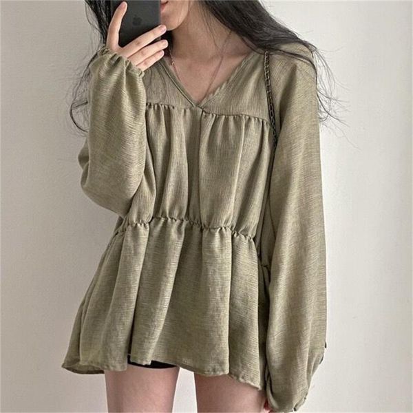 

women's blouses & shirts alien kitty chiffon v-neck vintage full sleeves mujer chic elegant femme gentle casual all match loose women, White