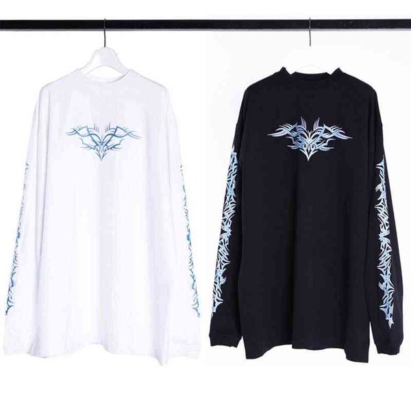 

street fashion new vtm witt meng leisure hip hop high street ins loose couple long sleeve t-shirt men and women, Black