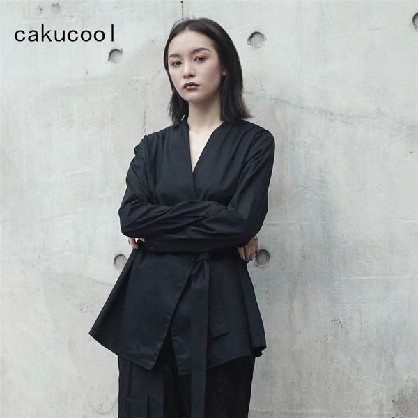 

women's blouses & shirts cakucool long sleeve blouse women autumn japanese kimono sashes vintage goth desinger slim shirt blousa femme, White
