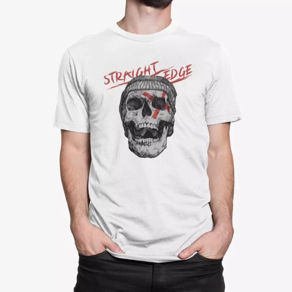 

straight edge skull printed cotton t-shirt, White;black