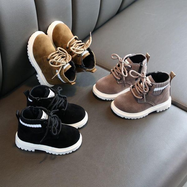 

boots autumn winter children casual shoes boys fashion leather soft antislip girls 21-30 plus velvet, Black;grey