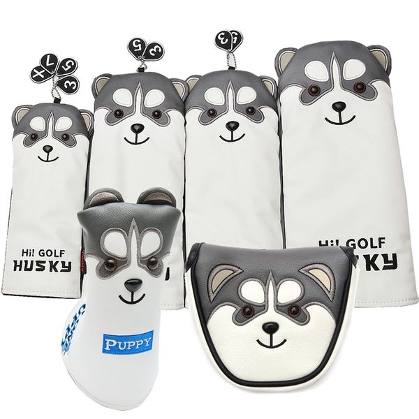 Husky PU Golf Club Headcover para Driver Fairway Madeira Capa Híbrida Blade Mallet Putter Covers