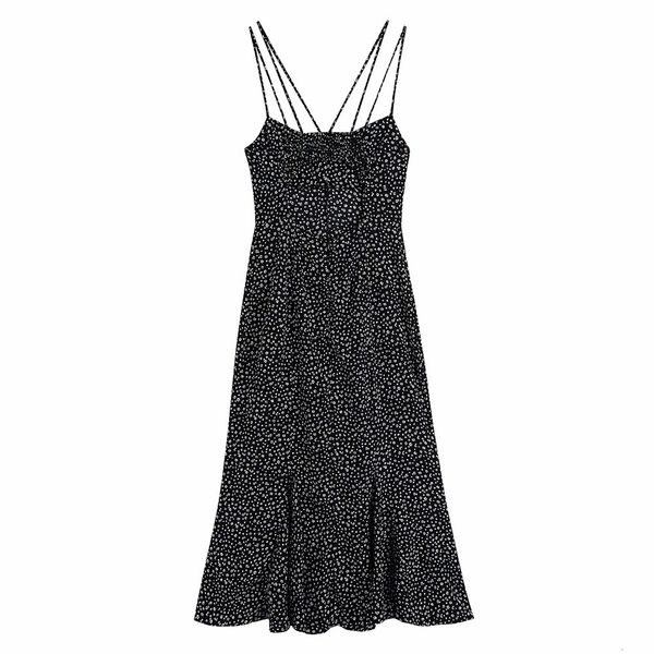 

casual dresses 2021 in black floral colour spaghetti printing sash women's party es will see fashionable clothes, Black;gray