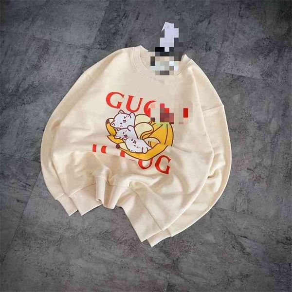 

2021 autumn winter new cartoon printed round neck sweater ~ 072103, Black