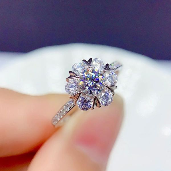 

cluster rings mdina moissanite ring for women jewelry engagement wedding 925 sterling silver birthday gift, Golden;silver