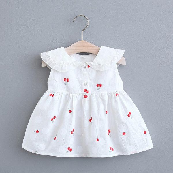 

girl's dresses cheery baby girls dress summer sleeveless cute kids party birthday princess children vestido 1t to 4t, Red;yellow