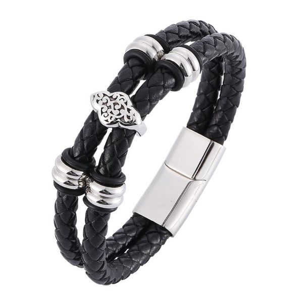 

charm bracelets stainless steel leather bracelet men's braided jewelry and accessories style, Golden;silver