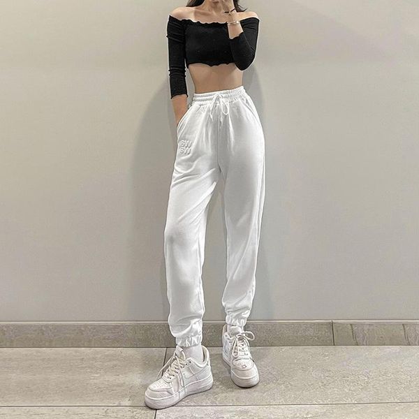 

women's pants & capris 2021 spring/autumn fashion korean style women full length white high waist lace up slim casual pencil female, Black;white