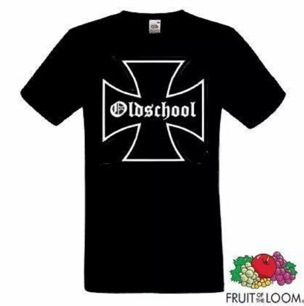 

t-shirt iron cross large oldschool, White;black