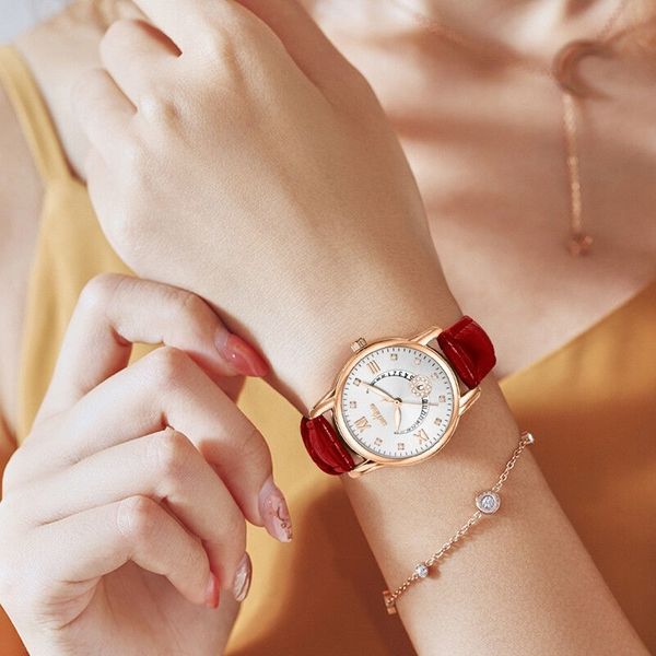 

designer watch brand table luxury es liberaedon / lipper aton women's fashion diamond inlaid calendar elegant belt quartz trend, Slivery;brown
