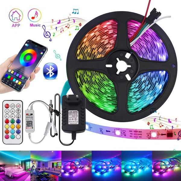 

bluetooth ws2811 rgb led strip light 12v 30led 60led flexible tape remote control power plug kit backlight lighting strips