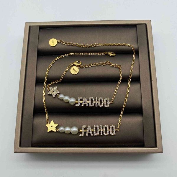 

versatile fashion trend design sense boutique djia ja letter pentagonal star set with diamond net red temperament suit necklace bracelet gir, Silver