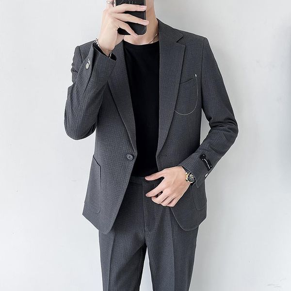 

men's suits & blazers oimg handsome casual suit autumn slim jacket two-piece, White;black