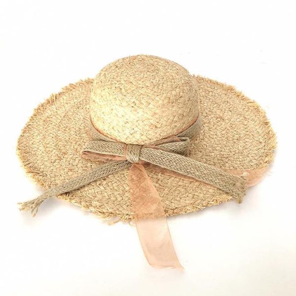 

wide brim hats maxsiti u summer cap khaki straw bowknot design rough edge sun hat for women fashion big eeaves protection beach, Blue;gray