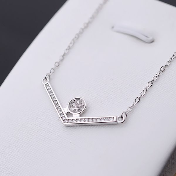 

fashion s925 silver obtuse angle personalized necklace women's chain pearl diy jewelry accessories empty support semi-finished