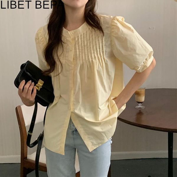 

women's blouses & shirts 2021 summer autumn fashionable elegant vintage korean wild minimalist style sweet lady bl9260, White