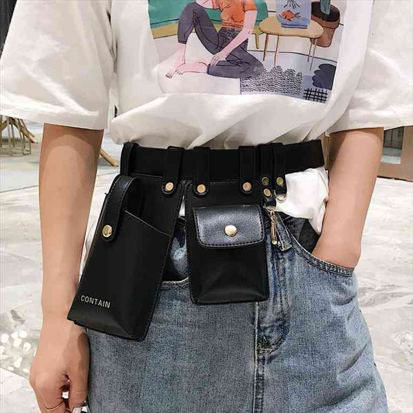 

leather belt for women fashionable waist bag shoulder messenger chest pu fanny packs mobile phone key