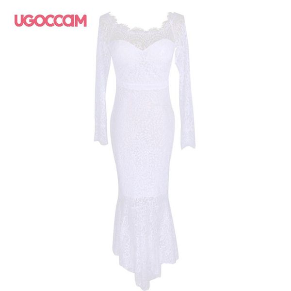 

women dress off shoulder mermaid strapless long sleeve dreseses for evening lace vestidos casual dresses, Black;gray