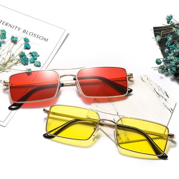 

sunglasses square women rectangle fashion male female sun glasses summer traveling metal small frame, White;black