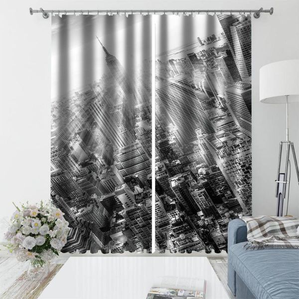 

custom 3d curtain fabric po grey building curtains blackout for living room & drapes