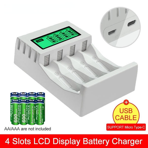 

lcd display smart intelligent battery charger with 4 slots for aa/aaa nicd nimh rechargeable batteries aa aaa charger