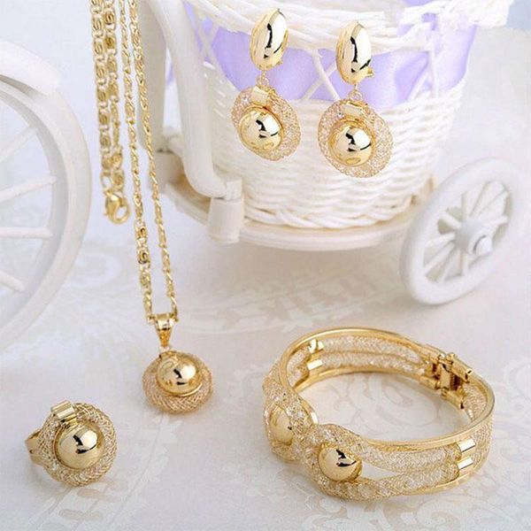 

earrings & necklace jewelry sets african gold for women dubai wedding gifts bridal party bracelet ring set jewellery, Silver