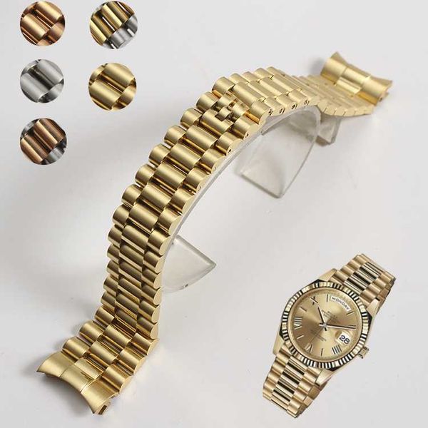 

watch bands stainless steel watchband 13mm 17mm 20mm silver gold bracelet with oyster clasp for date-date men women, Black;brown