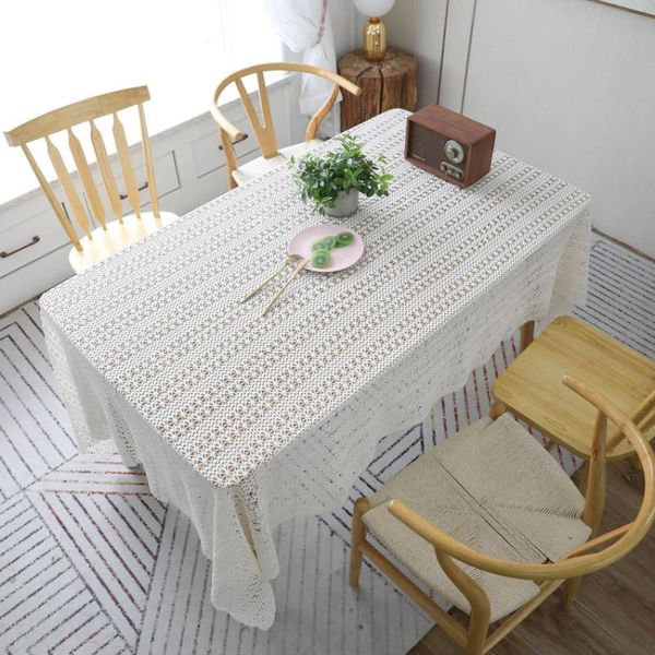 

table cloth mori series pastoral white hollow out knitted tablecloth woven piano shooting props coffee toalha de mesa